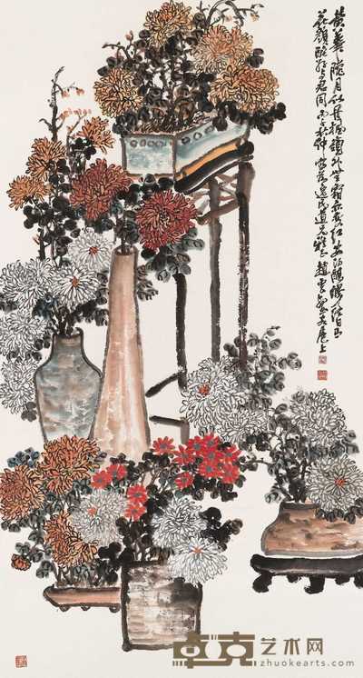 赵云壑 1936年作 秋菊灿烂 立轴 180×95.5cm